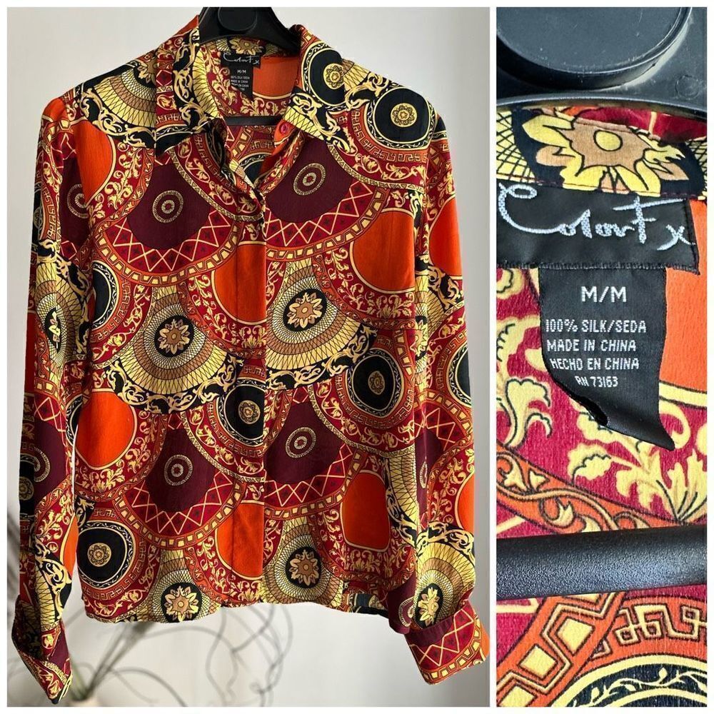 Color FX 100% Silk Blouse Medium